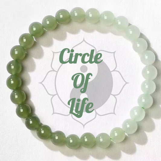 Circle of Life Gradient Green Jade Wood Element Bracelet