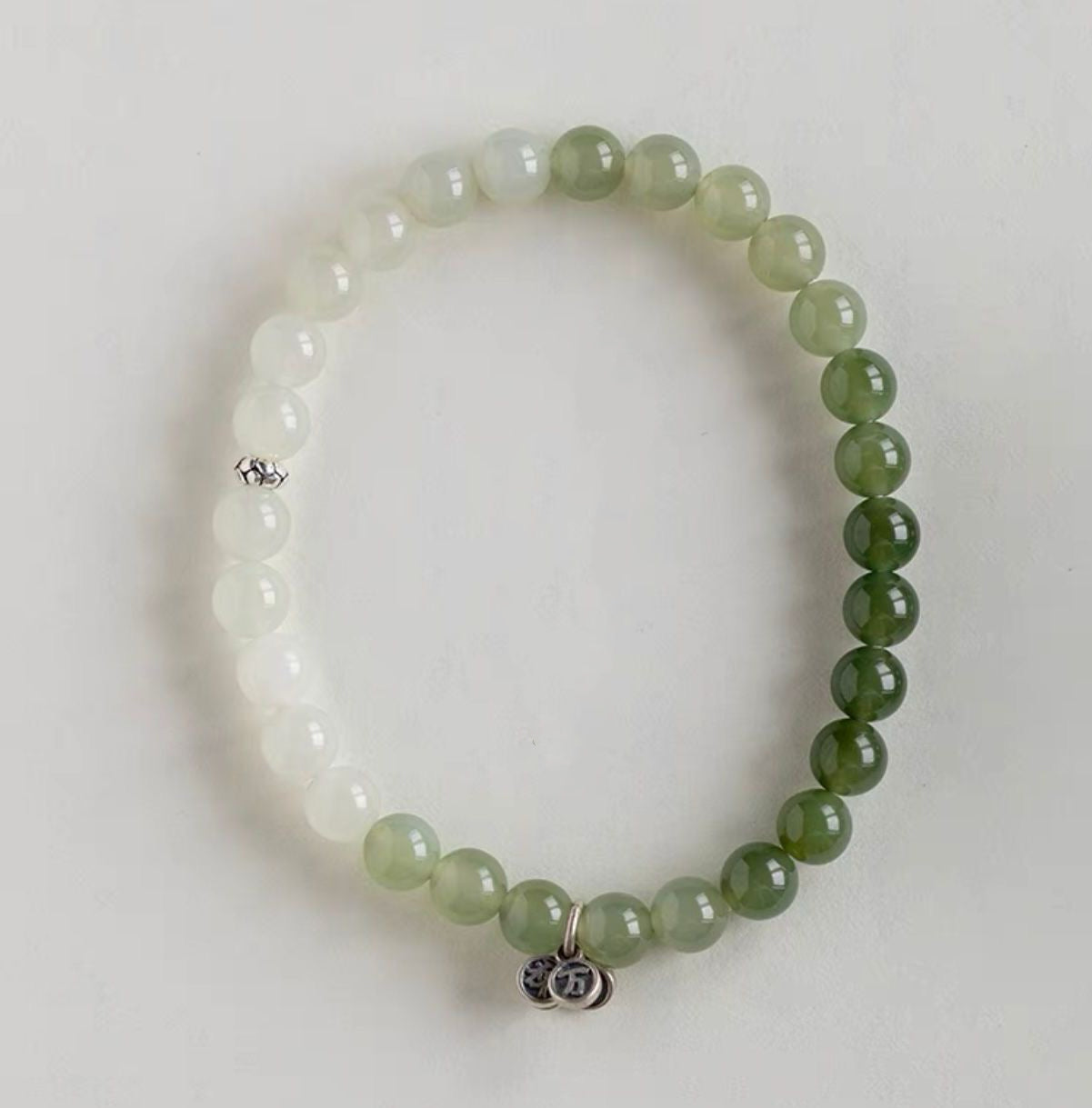 [Wood] Circle of Life Gradient Green Jade Wood Element Bracelet