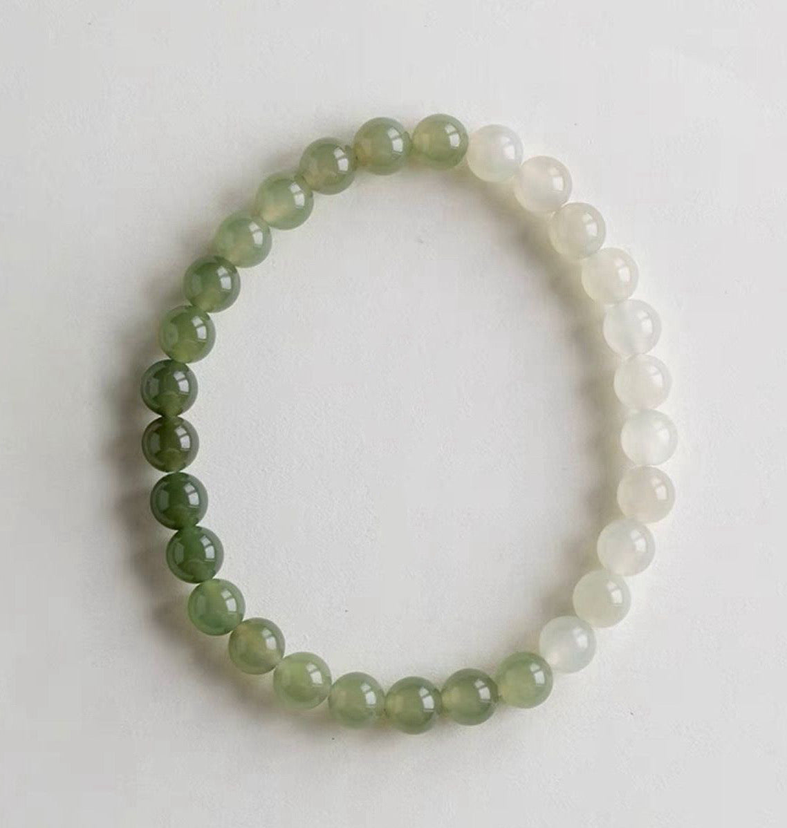 [Wood] Circle of Life Gradient Green Jade Wood Element Bracelet