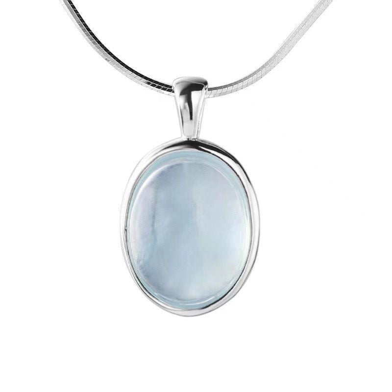 Medium Blue topaz Teardrop Pendant Necklace in Silver