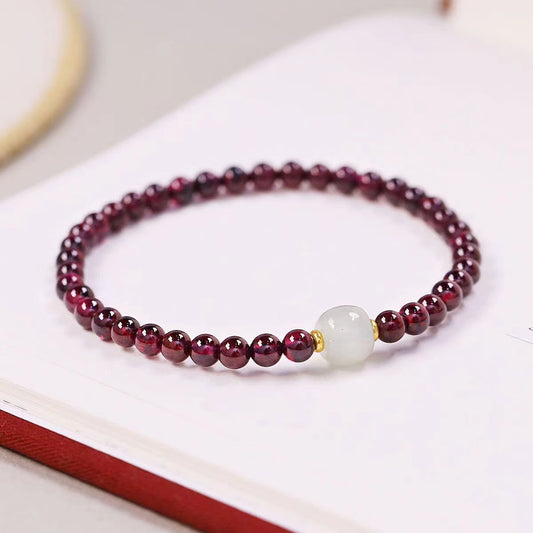 Elegant Purple Amethyst 6mm Gemstone Beads Elastic Bracelet