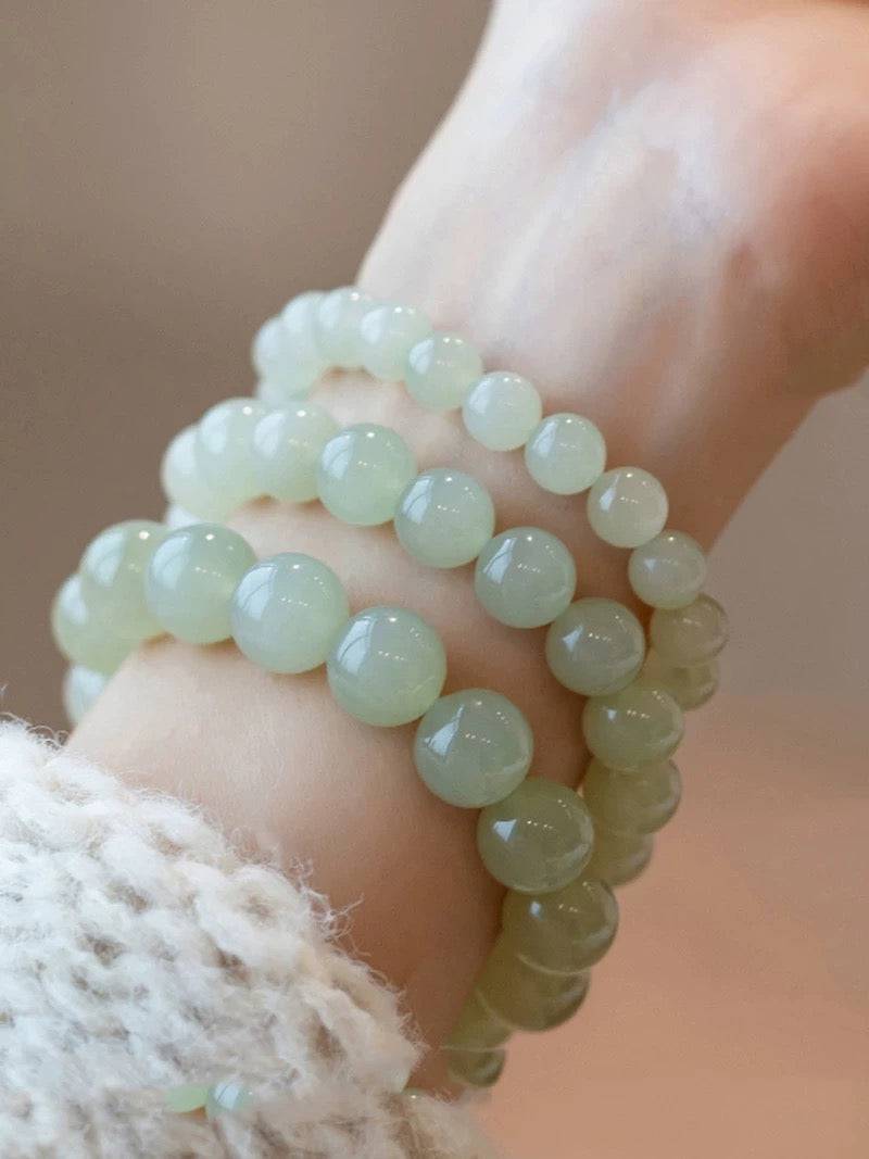 Calming Anxiety Green Hetian Jade Bracelet