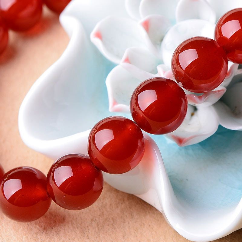 [Fire]Handcrafted Red Agate Gemstone Beaded Necklace – Natural Stone Jewelry for Women