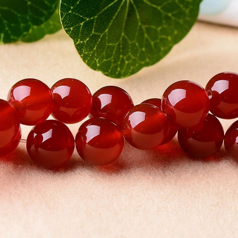 [Fire]Handcrafted Red Agate Gemstone Beaded Necklace – Natural Stone Jewelry for Women