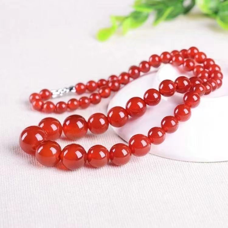  Red Agate Gemstone Beaded Necklace – Natural Stone Jewelry for Women