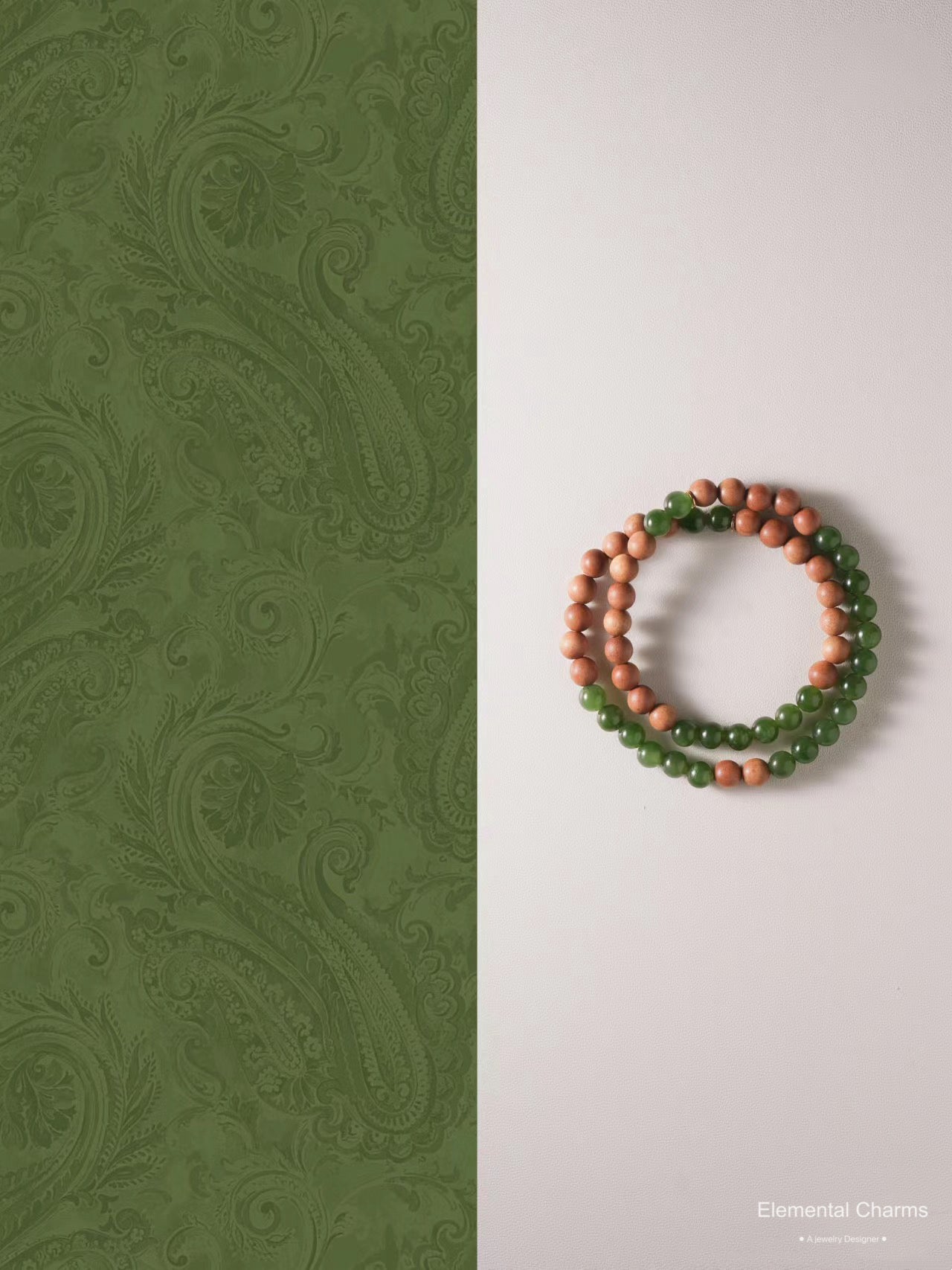 Natural Sandalwood and Jade Gemstone Double-Wrapped Bracelet for Zen Beauty and Inner Peace