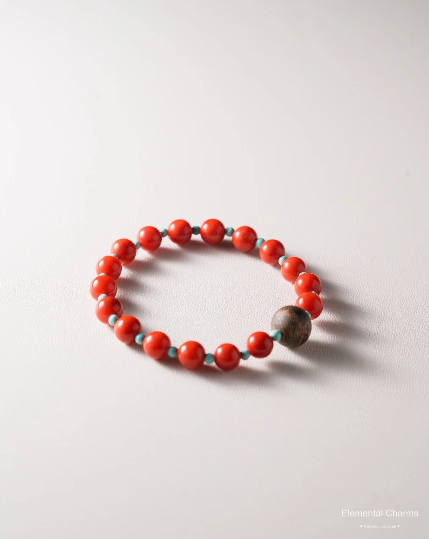 Carnelian Gloss Natural Gemstone Bracelet with Red Agate, Turquoise Accents