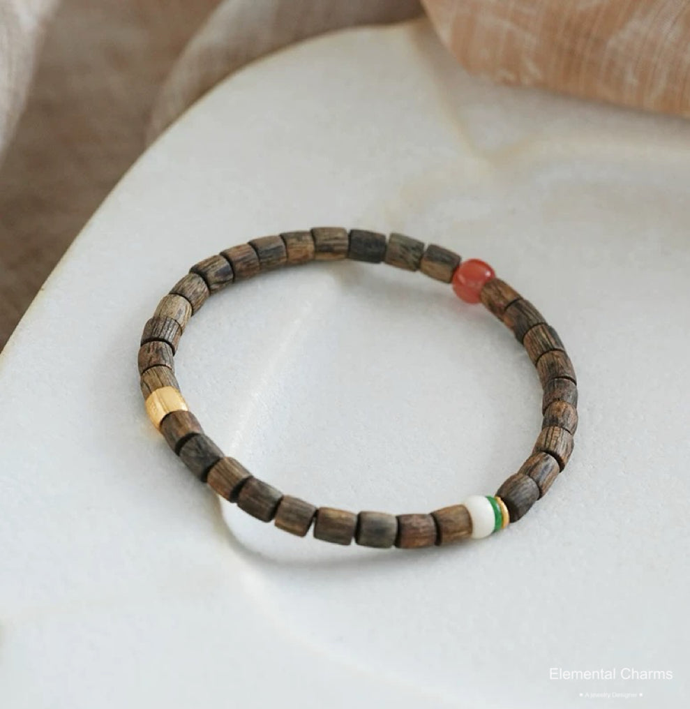 Natural Agarwood and Coconut Beads Bracelet 