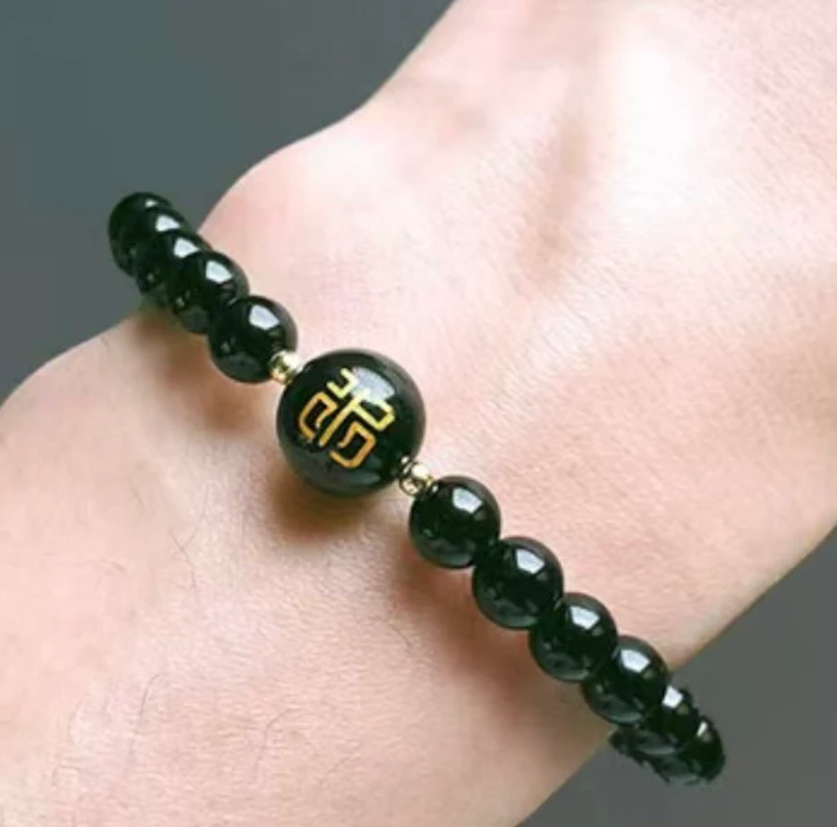 [Water] Black Obsidian Water Gemstone Stretchy Bracelet