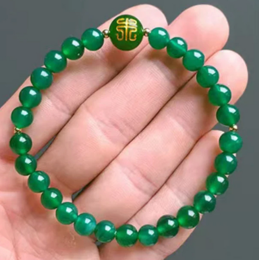 Calming Anxiety Green Jade Gemstone bead  bracelet 
