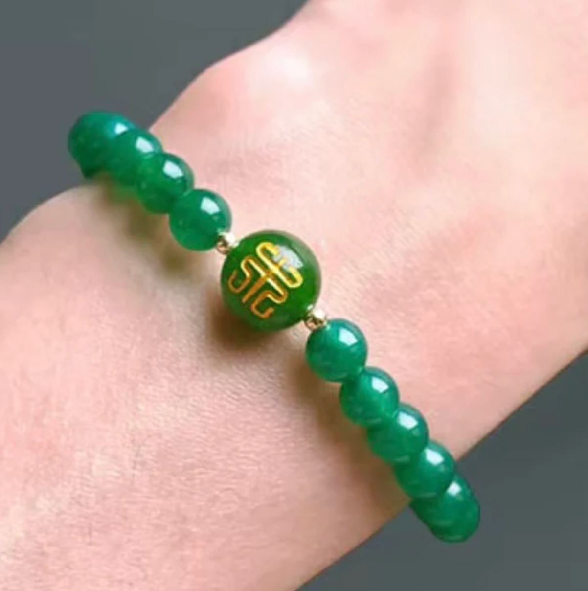 Calming Anxiety Green Jade Gemstone bead  bracelet 