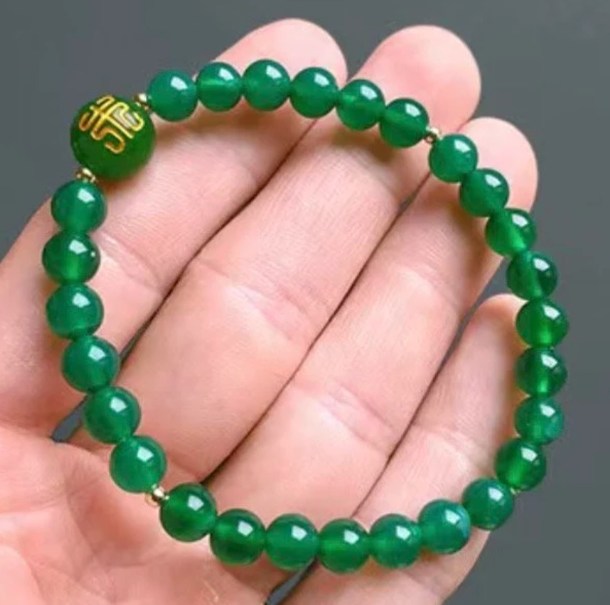 Calming Anxiety Green Jade Gemstone bead  bracelet 