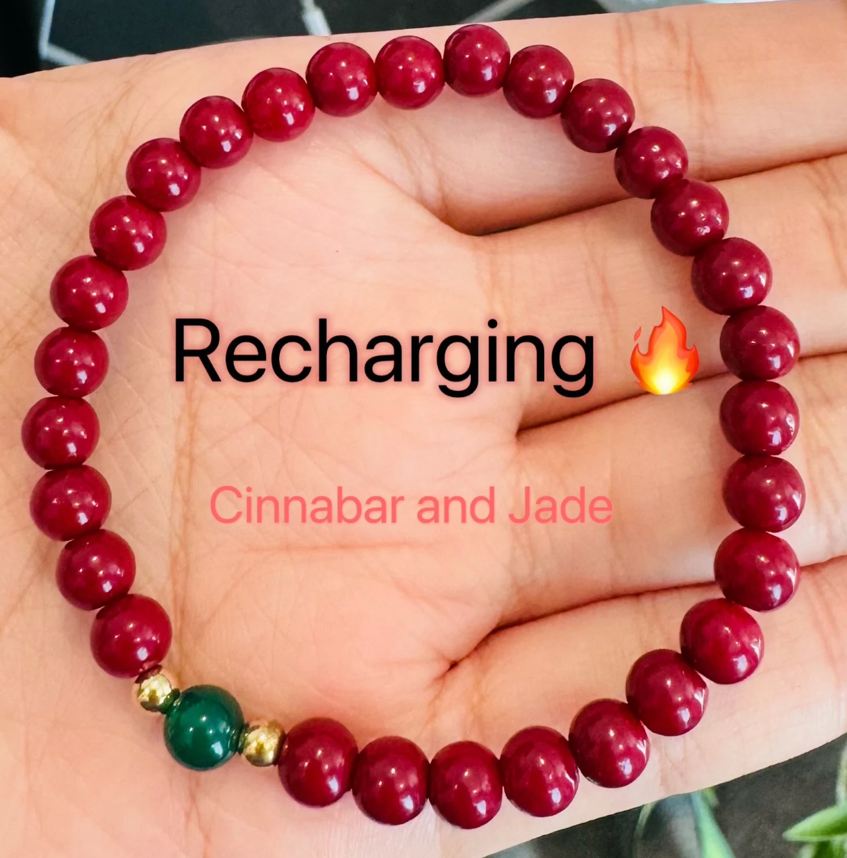 Cinnabar Beaded Fire Element Recharging Bracelet