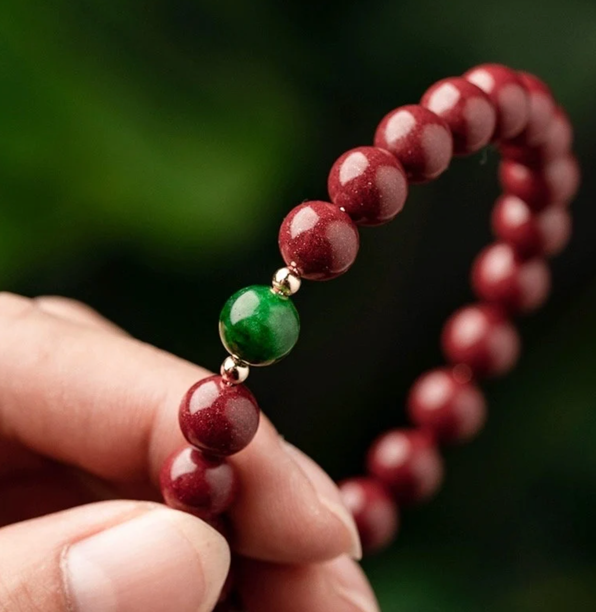 Cinnabar Beaded Fire Element Recharging Bracelet