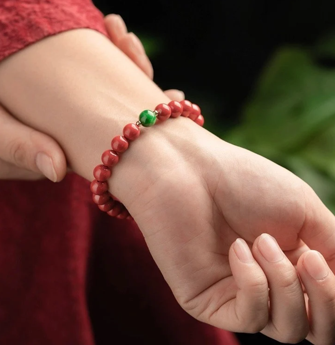 Cinnabar Beaded Fire Element Recharging Bracelet