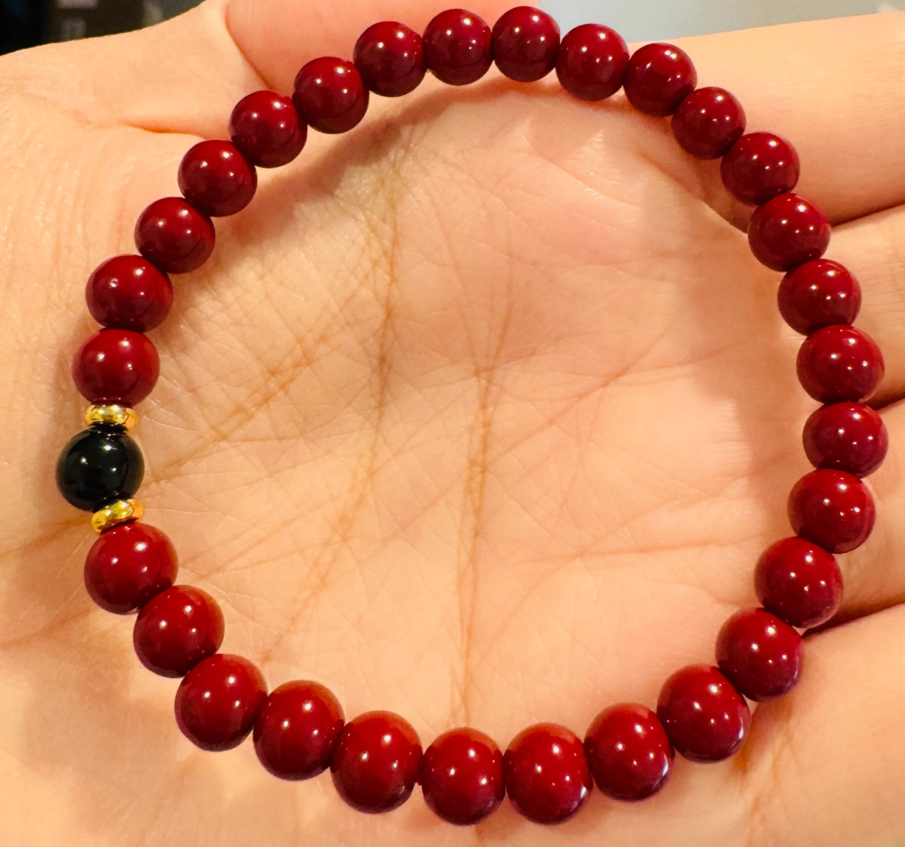 Cinnabar Beaded Fire Element Recharging Bracelet