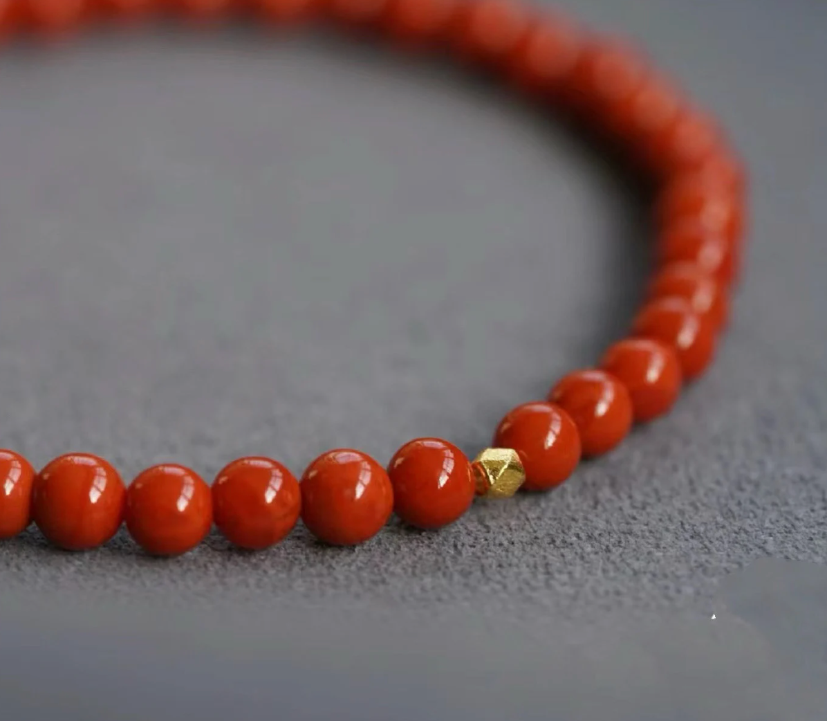 Minimalism Red Cinnabar Gemstone beads Stretchy Bracelet