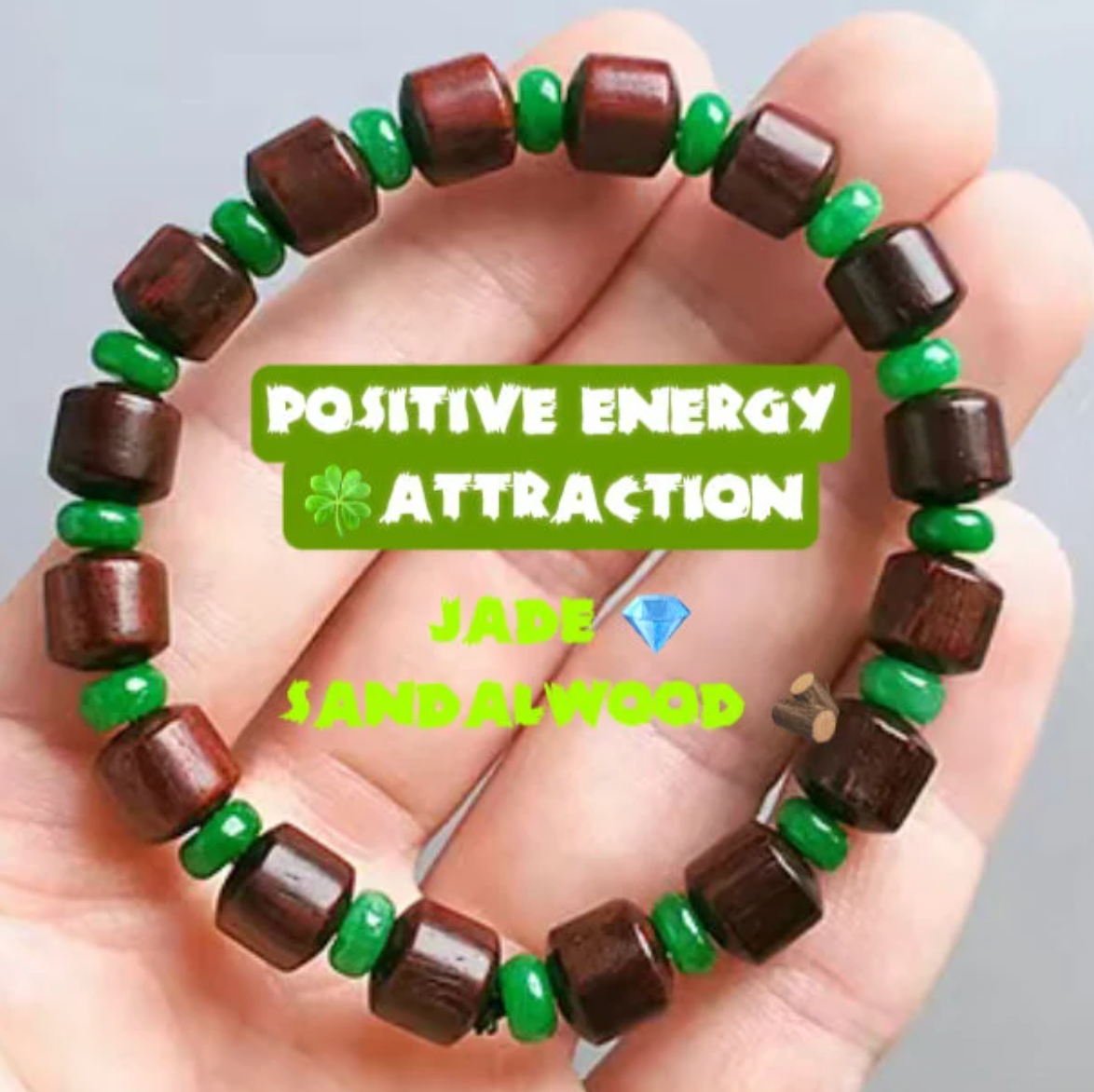 [Wood] Triple Protection Agarwood/Sandalwood Jade Bead Stretchy Bracelet - Growth and Protection