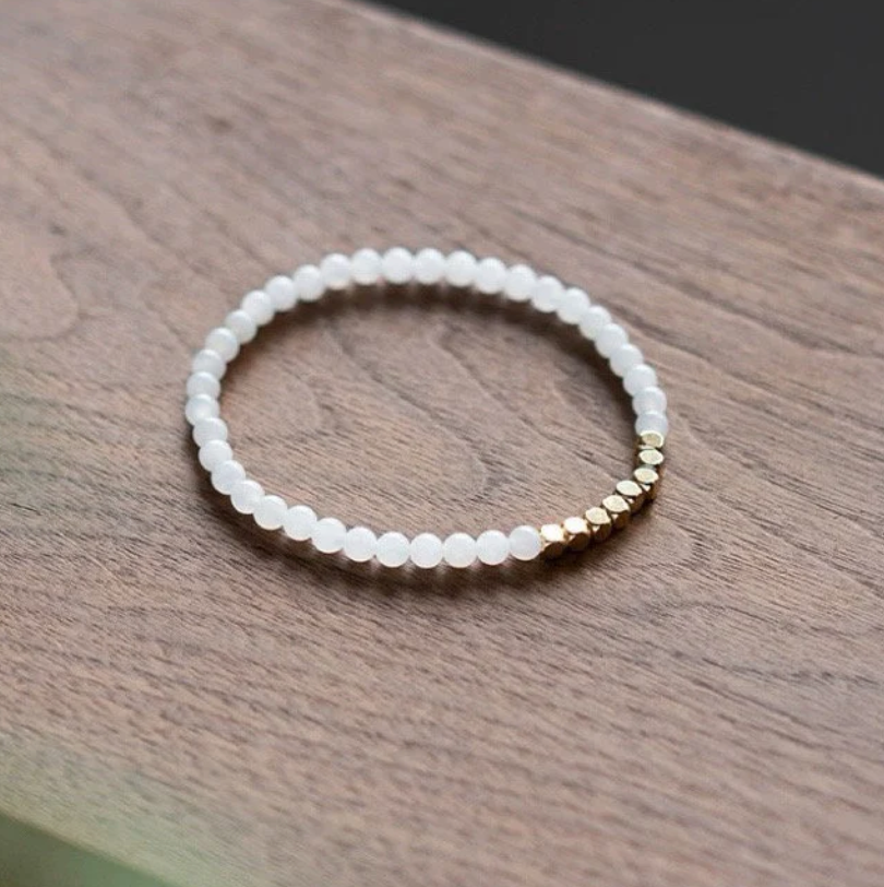 Minimalism Premium Graded Nephrite Gemstone Beads Bracelet