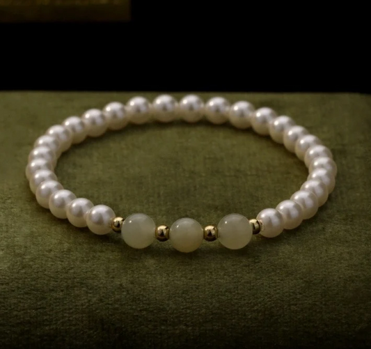 Freshwater Pearl Jade Gemstone beaded Bracelet