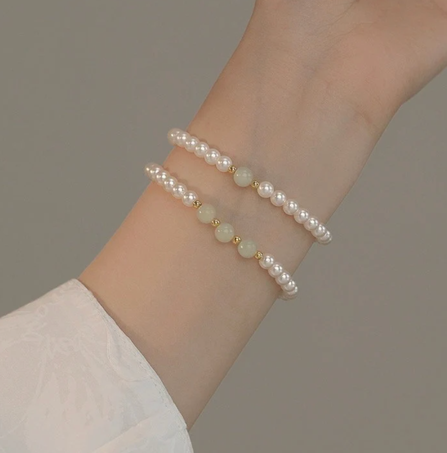 Freshwater Pearl Jade Gemstone beaded Bracelet