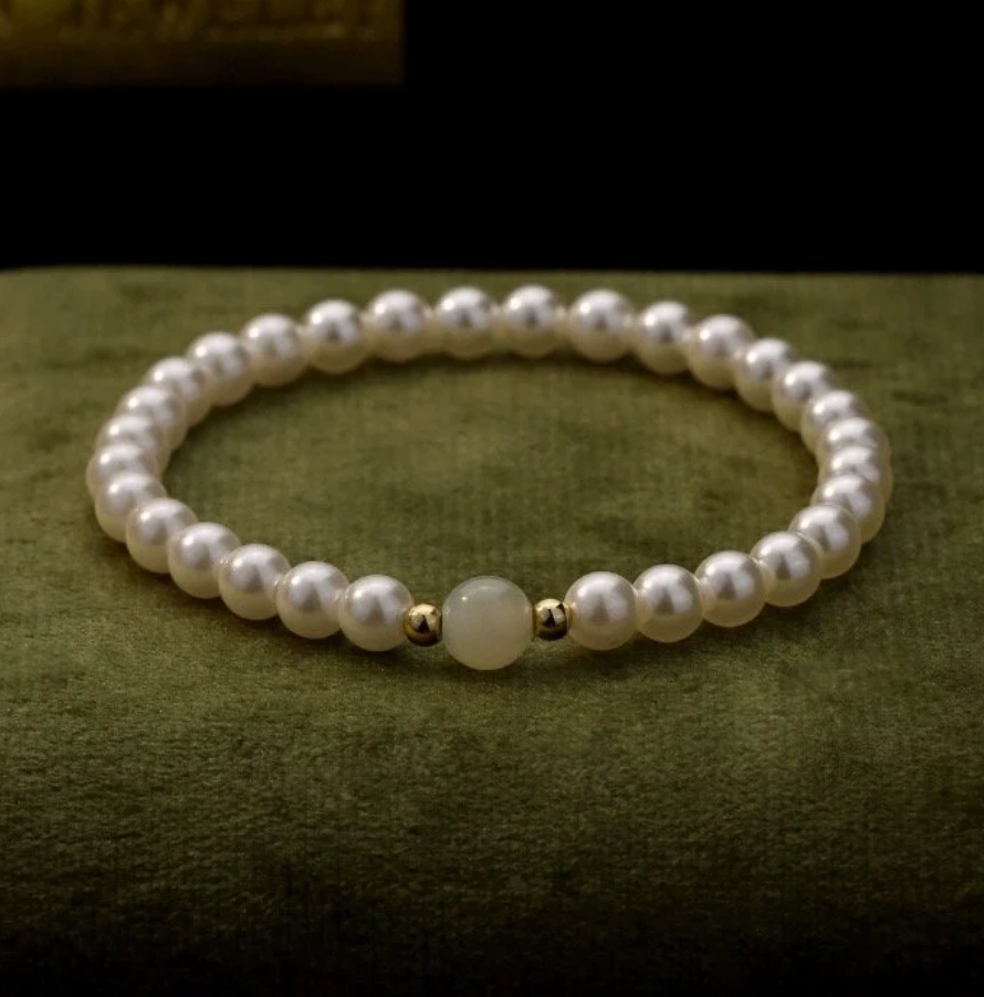 Freshwater Pearl Jade Gemstone beaded Bracelet