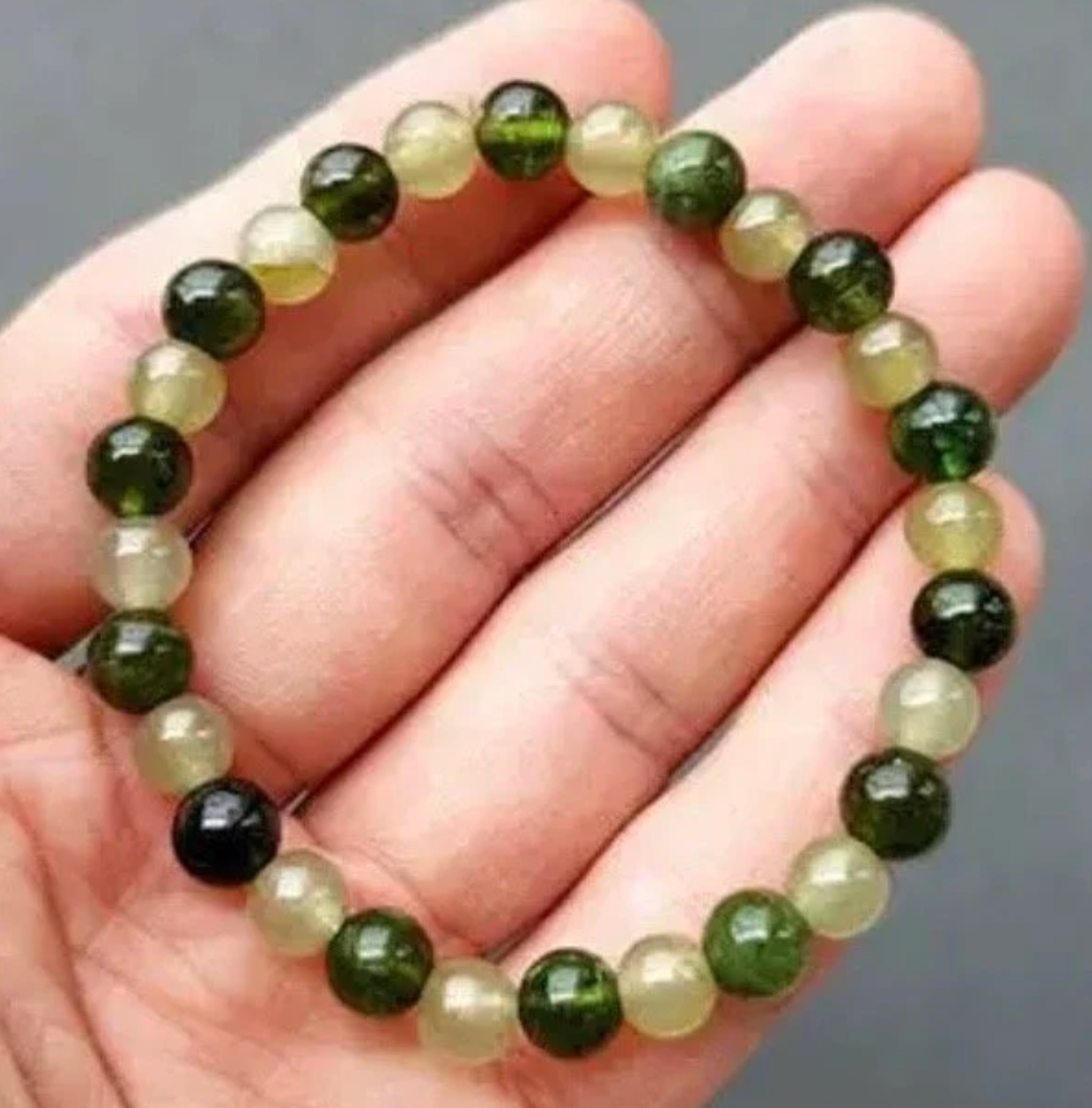 Jade Beaded Gemstone Blessing Bracelet with 2 colors Jade Beads