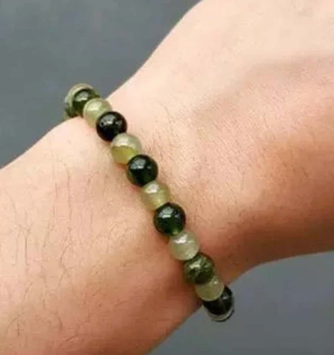 Jade Beaded Gemstone Blessing Bracelet with 2 colors Jade Beads