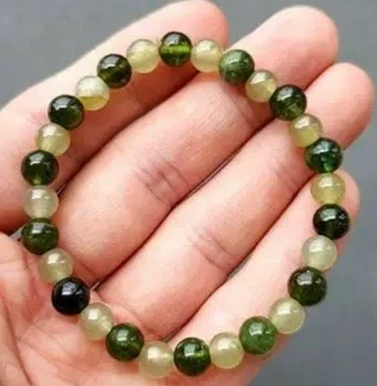 Jade Beaded Gemstone Blessing Bracelet with 2 colors Jade Beads