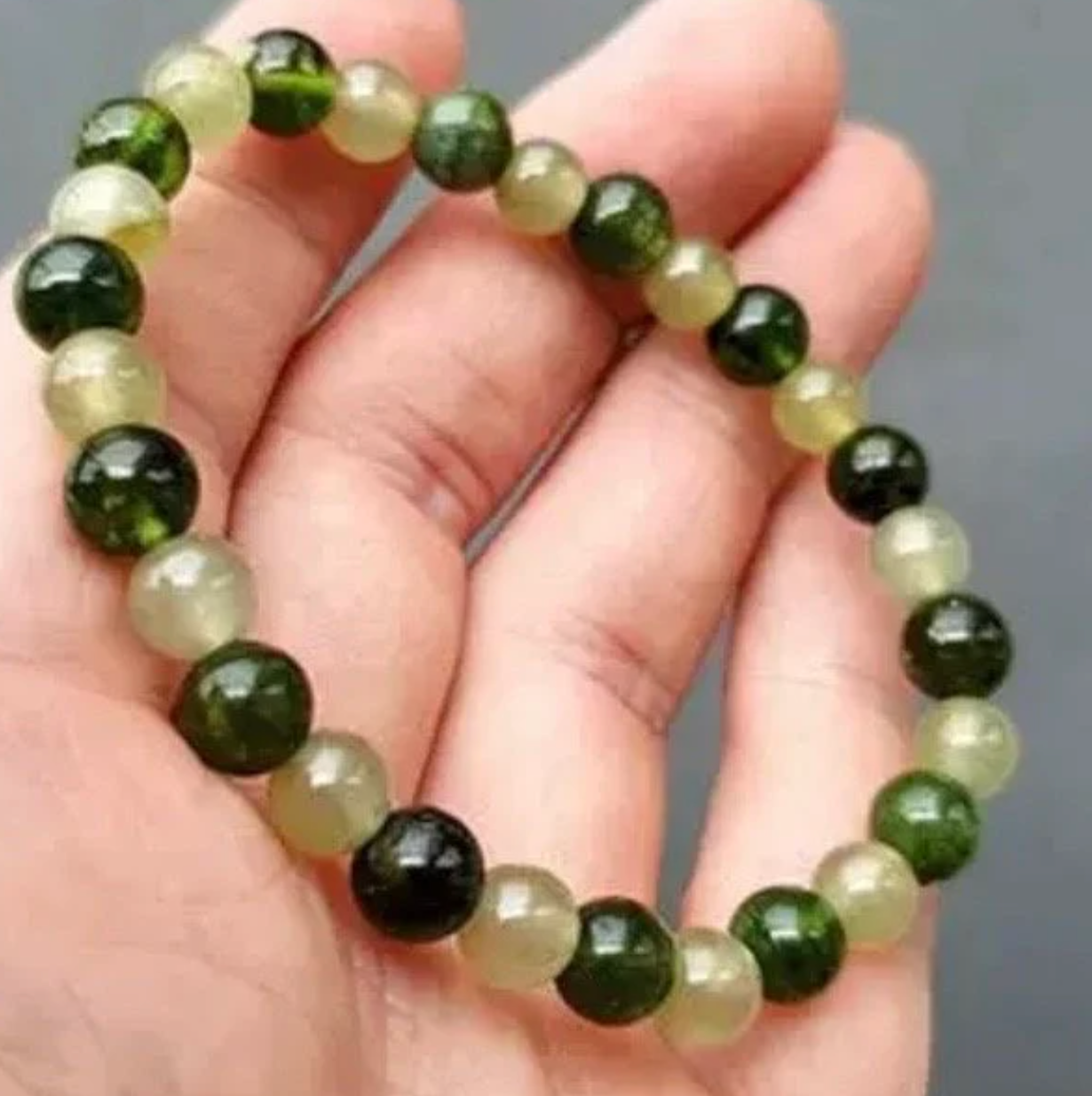 Jade Beaded Gemstone Blessing Bracelet with 2 colors Jade Beads