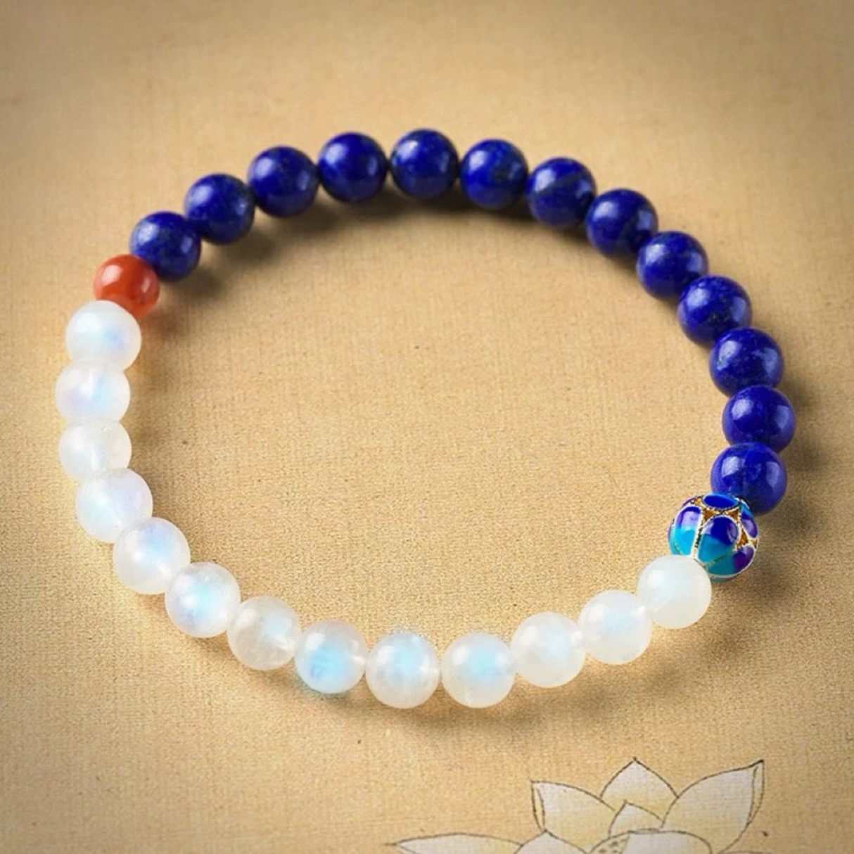 Natural Lapis Lazuli GemStone Beaded Yinyang Daosim Bracelet 