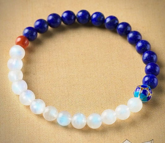 [YinYang] Natural Lapis Lazuli GemStone Beaded Yinyang Daosim Bracelet